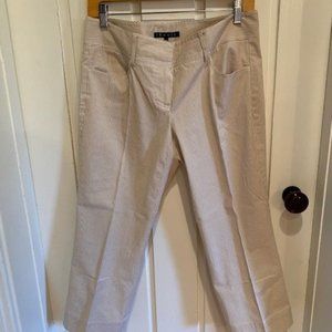 Theory cropped tan and white stripped trouser. Size 8